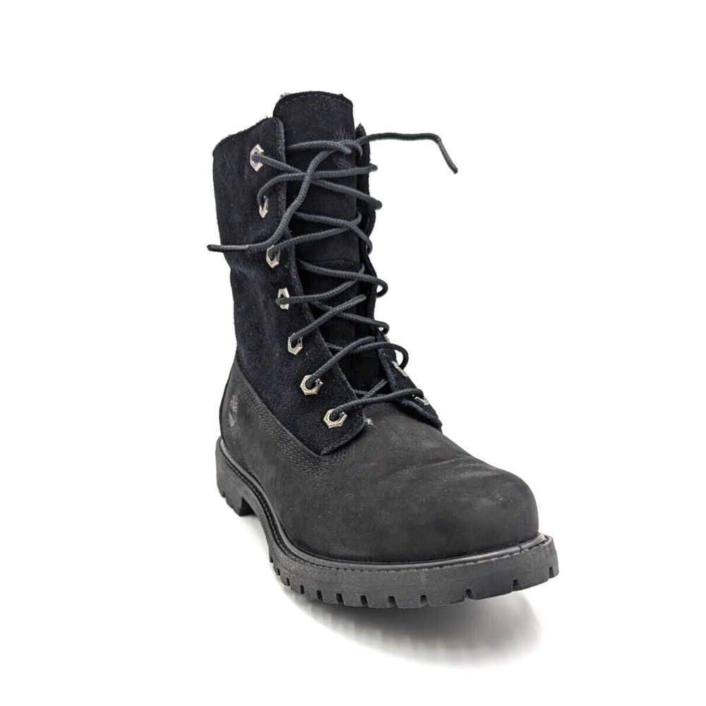 Timberland Authentic Women Waterproof Fleece Fold Down Boot Black Leather US 6.5 - Picture 3 of 15
